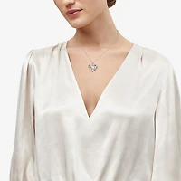 Limited Quantities! Womens Diamond Accent Lab Created White Opal Sterling Silver Heart 18 Inch Pendant Necklace