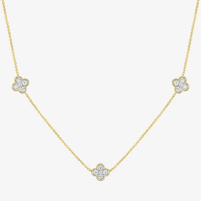 Diamond Addiction (G-H / Si2-I1) Womens 1/3 CT. T.W. Lab Grown White Diamond 10K Gold Flower 16 Inch Pendant Necklace