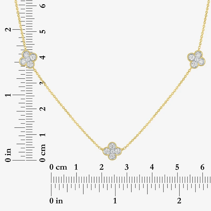 Diamond Addiction (G-H / Si2-I1) Womens 1/3 CT. T.W. Lab Grown White Diamond 10K Gold Flower 16 Inch Pendant Necklace