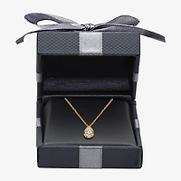 I/Si2 Womens 1 CT. T.W. Lab Grown White Diamond 14K Gold Over Silver Pear 18 Inch Pendant Necklace