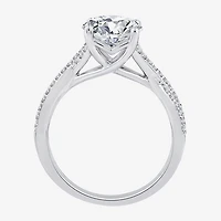 Signature By Modern Bride (F/Vs2) Womens 3 1/4 CT. T.W. Lab Grown White Diamond 14K Gold Oval Side Stone Engagement Ring