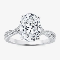 Signature By Modern Bride (F/Vs2) Womens 3 1/4 CT. T.W. Lab Grown White Diamond 14K Gold Oval Side Stone Engagement Ring