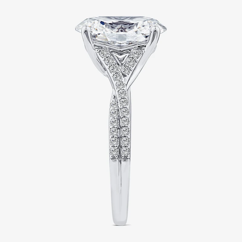 Signature By Modern Bride (F/Vs2) Womens 3 1/4 CT. T.W. Lab Grown White Diamond 14K Gold Oval Side Stone Engagement Ring