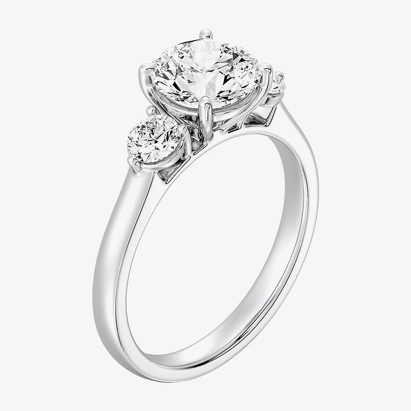 Love Lives Forever (F / Si1-Si2) Womens 2 CT. T.W. Lab Grown White Diamond 10K Gold Round 3-Stone Engagement Ring