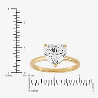 Womens White Cubic Zirconia 10K Gold Heart Solitaire Cocktail Ring
