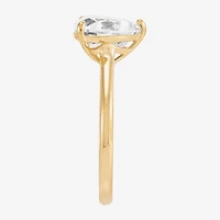 Womens White Cubic Zirconia 10K Gold Heart Solitaire Cocktail Ring