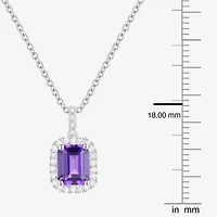 Yes, Please! Womens Lab Created Purple Amethyst Sterling Silver 18 Inch Pendant Necklace