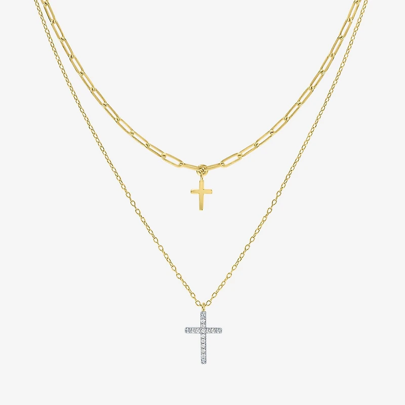 Religious Jewelry Yes, Please! Cross(G-H / Si2-I1) Womens Diamond Accent Lab Grown White Diamond Cross Pendant Necklace Set