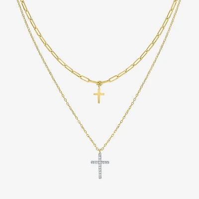 Religious Jewelry Yes, Please! Cross(G-H / Si2-I1) Womens Diamond Accent Lab Grown White Diamond Cross Pendant Necklace Set