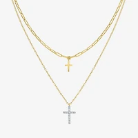 Religious Jewelry Yes, Please! Cross(G-H / Si2-I1) Womens Diamond Accent Lab Grown White Diamond Cross Pendant Necklace Set