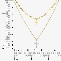 Religious Jewelry Yes, Please! Cross(G-H / Si2-I1) Womens Diamond Accent Lab Grown White Diamond Cross Pendant Necklace Set