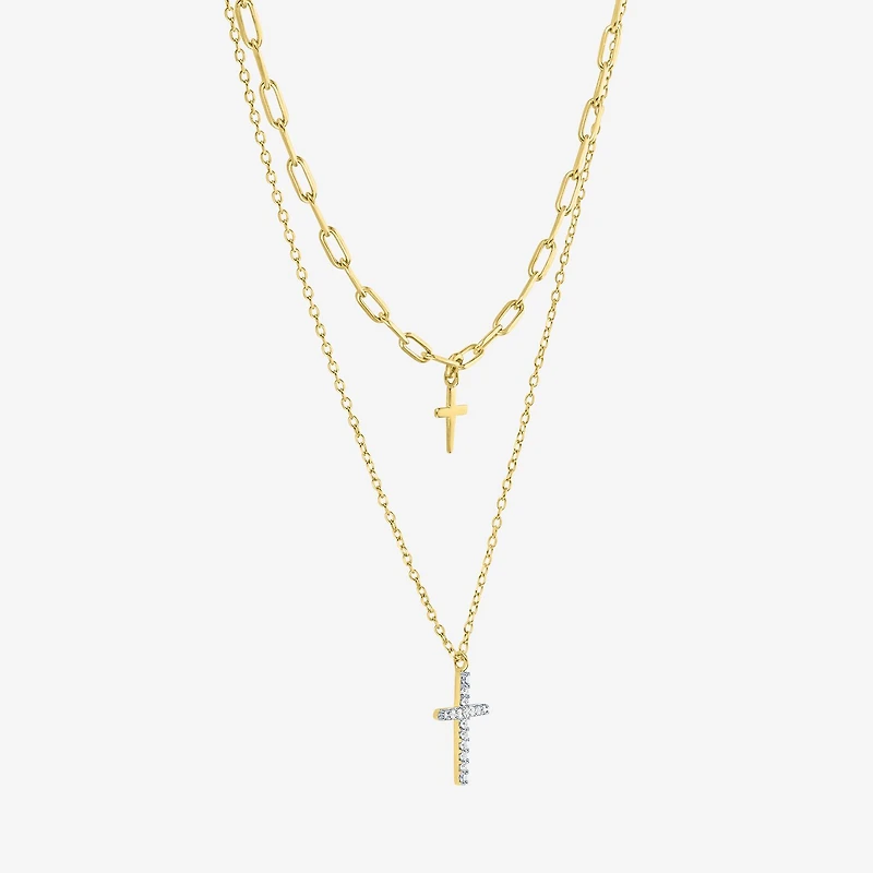 Religious Jewelry Yes, Please! Cross(G-H / Si2-I1) Womens Diamond Accent Lab Grown White Diamond Cross Pendant Necklace Set