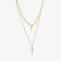 Religious Jewelry Yes, Please! Cross(G-H / Si2-I1) Womens Diamond Accent Lab Grown White Diamond Cross Pendant Necklace Set