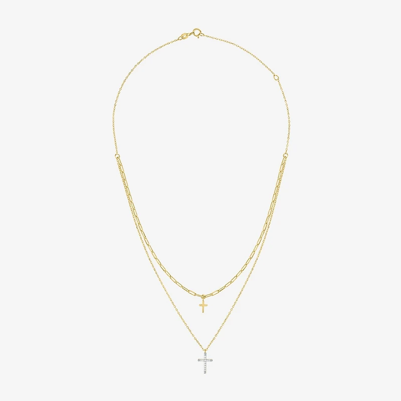 Religious Jewelry Yes, Please! Cross(G-H / Si2-I1) Womens Diamond Accent Lab Grown White Diamond Cross Pendant Necklace Set
