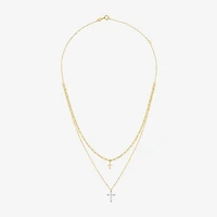 Religious Jewelry Yes, Please! Cross(G-H / Si2-I1) Womens Diamond Accent Lab Grown White Diamond Cross Pendant Necklace Set