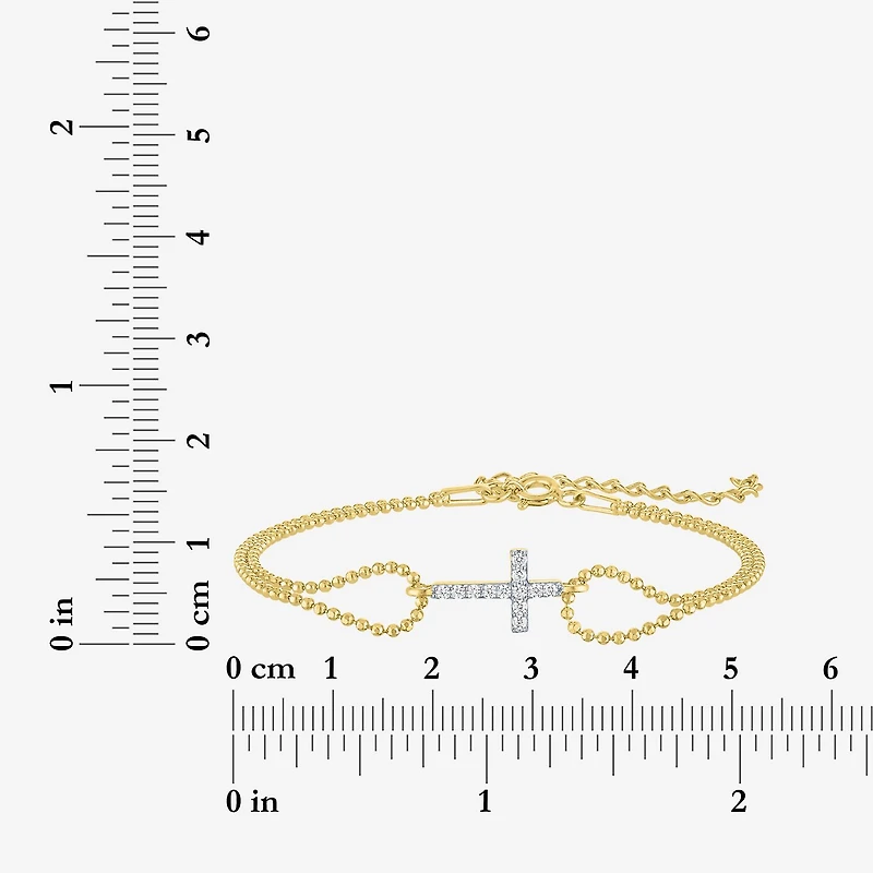 Religious Jewelry Yes, Please! Cross (G-H / Si2-I1) Womens Diamond Accent Lab Grown White Diamond Sterling Silver Cross Charm Bracelet