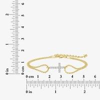 Religious Jewelry Yes, Please! Cross (G-H / Si2-I1) Womens Diamond Accent Lab Grown White Diamond Sterling Silver Cross Charm Bracelet