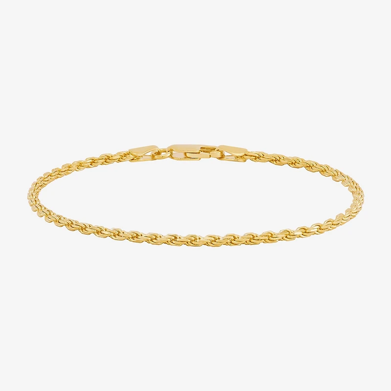 Made in Italy Womens 24K Gold Over Silver Inch Solid Rope Chain Bracelet