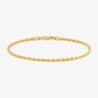 Made in Italy Womens 24K Gold Over Silver Inch Solid Rope Chain Bracelet
