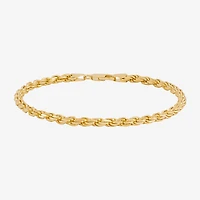 Made in Italy Womens 24K Gold Over Silver 8 1/2 Inch Solid Rope Chain Bracelet