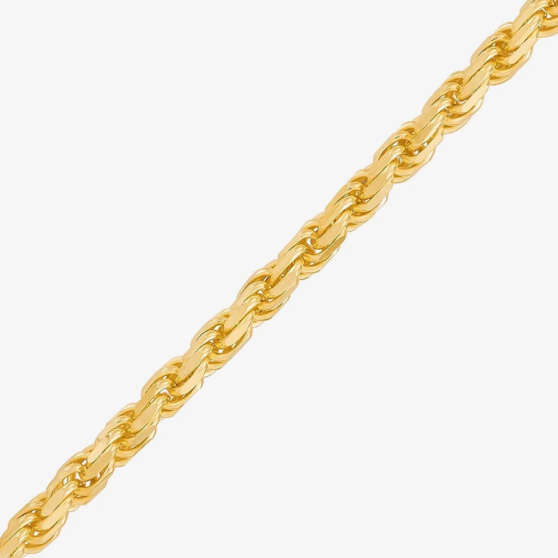 Made in Italy Womens 24K Gold Over Silver 8 1/2 Inch Solid Rope Chain Bracelet