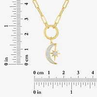 Diamond Addiction Moon Star (G-H / Si2-I1) Womens 1/10 CT. T.W. Lab Grown White Diamond 14K Gold Over Silver Moon 18 Inch Pendant Necklace