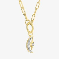 Diamond Addiction Moon Star (G-H / Si2-I1) Womens 1/10 CT. T.W. Lab Grown White Diamond 14K Gold Over Silver Moon 18 Inch Pendant Necklace
