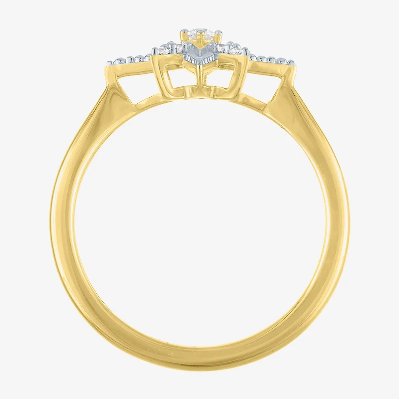 Diamond Addiction (G-H / Si2-I1) Womens 1/10 CT. T.W. Lab Grown White 14K Gold Over Silver Star Cocktail Ring