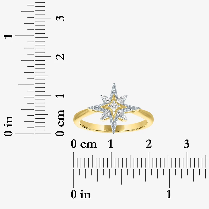 Diamond Addiction (G-H / Si2-I1) Womens 1/10 CT. T.W. Lab Grown White 14K Gold Over Silver Star Cocktail Ring