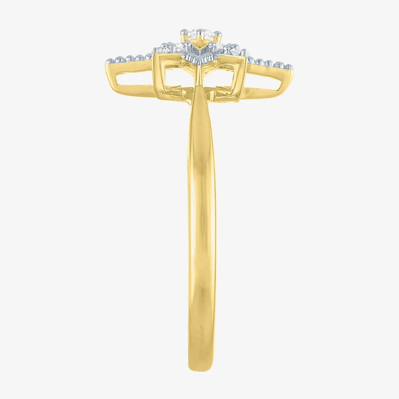 Diamond Addiction (G-H / Si2-I1) Womens 1/10 CT. T.W. Lab Grown White 14K Gold Over Silver Star Cocktail Ring