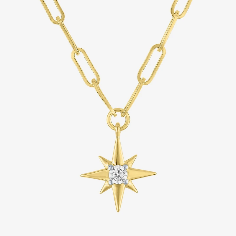 Diamond Addiction North Star (G-H / Si2-I1) Womens 1/10 CT. T.W. Lab Grown White Diamond 14K Gold Over Silver Star 18 Inch Pendant Necklace