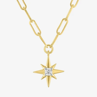Diamond Addiction North Star (G-H / Si2-I1) Womens 1/10 CT. T.W. Lab Grown White Diamond 14K Gold Over Silver Star 18 Inch Pendant Necklace