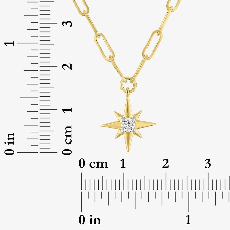 Diamond Addiction North Star (G-H / Si2-I1) Womens 1/10 CT. T.W. Lab Grown White Diamond 14K Gold Over Silver Star 18 Inch Pendant Necklace