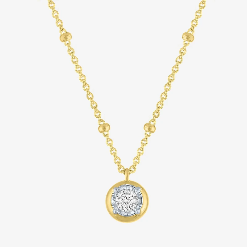 Diamond Addiction (G-H / Si2-I1) Womens 1/10 CT. T.W. Lab Grown White Diamond 14K Gold Over Silver Round 18 Inch Pendant Necklace