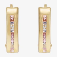Limited Quantities! Girls Multi Color Cubic Zirconia 10K Gold 9.5mm Hoop Earrings