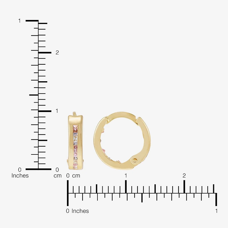 Limited Quantities! Girls Multi Color Cubic Zirconia 10K Gold 9.5mm Hoop Earrings