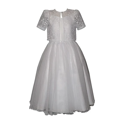 Bonnie Jean Little & Big Kid Girls Short Sleeve Lace Satin Fit + Flare Dress