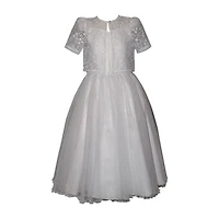 Bonnie Jean Little & Big Kid Girls Short Sleeve Lace Satin Fit + Flare Dress