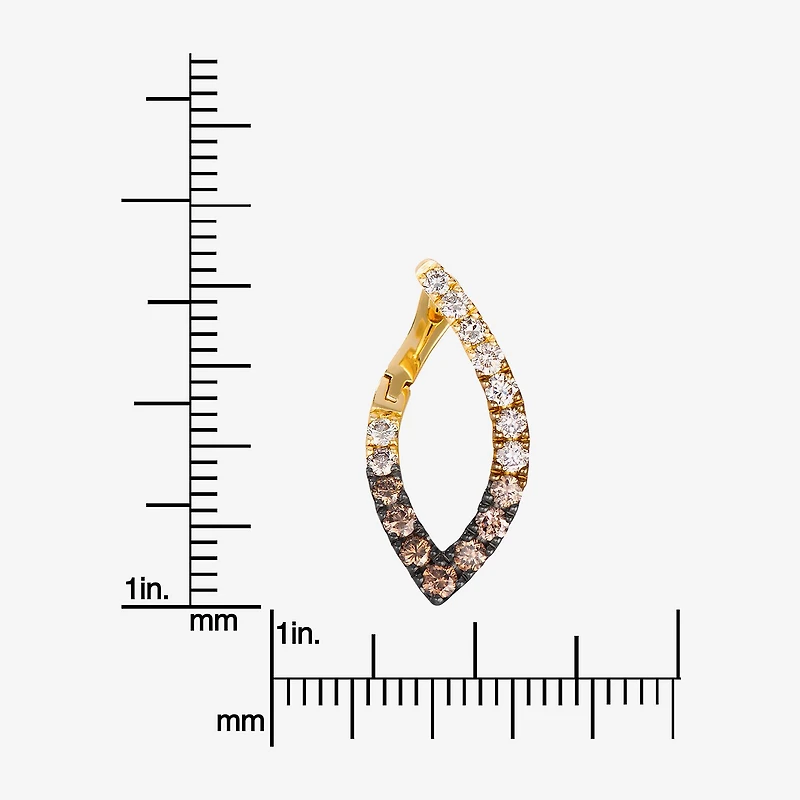 Levian Corp Le Vian Womens 7/8 CT. T.W. Natural Champagne Diamond 14K Gold Hoop Earrings