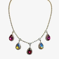 Bijoux Bar Gold Tone Womens Pink 15 Inch Statement Necklace