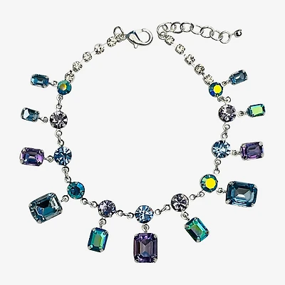 Bijoux Bar Silver Tone Womens Purple Glass Strand Bracelet