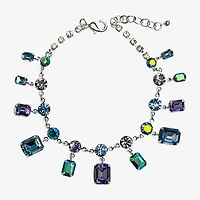 Bijoux Bar Silver Tone Womens Purple Glass Strand Bracelet