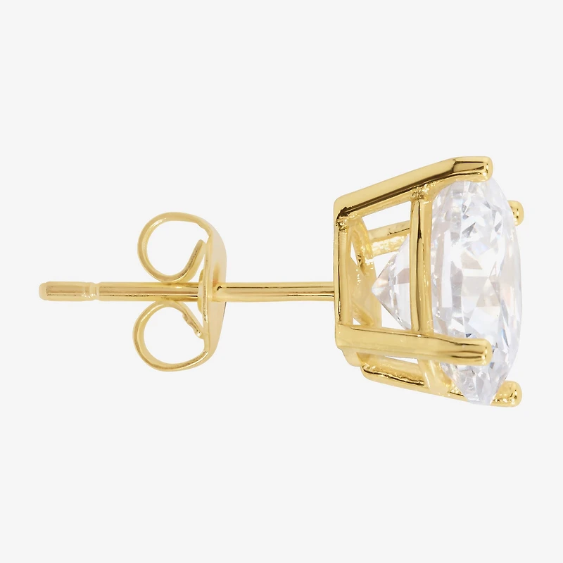 Sparkle Allure Cubic Zirconia 14K Gold Over Brass 9mm Round Stud Earrings