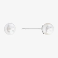 Sparkle Allure White Simulated Pearl 10mm Round Stud Earrings