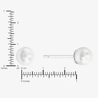Sparkle Allure White Simulated Pearl 10mm Round Stud Earrings