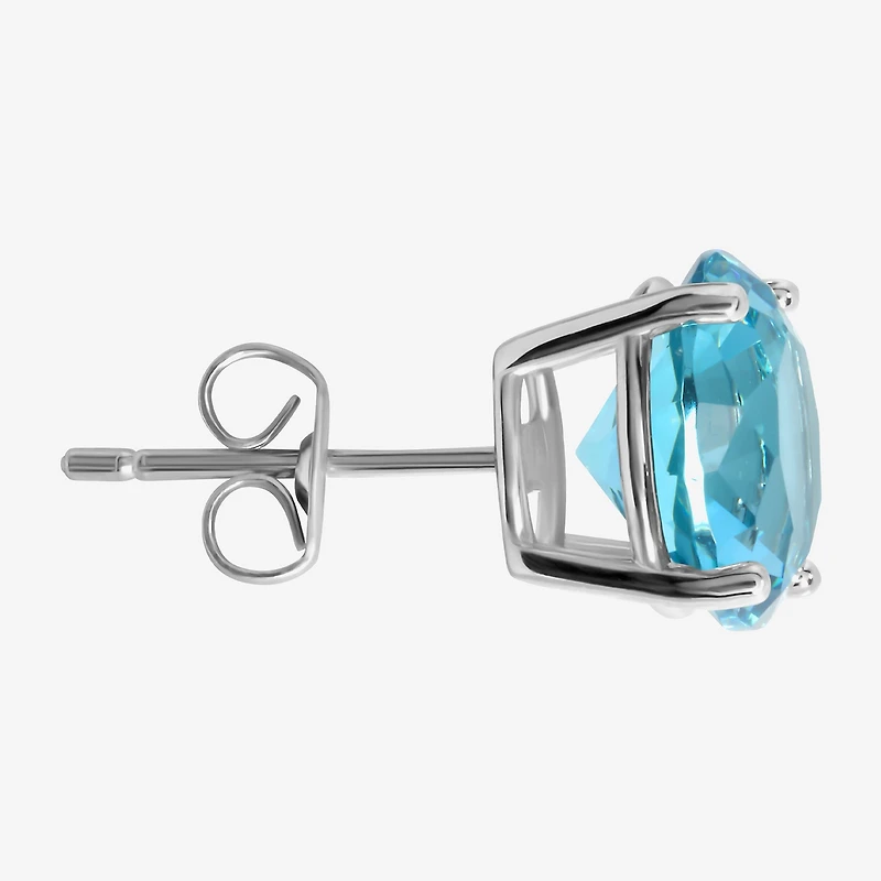 Sparkle Allure Blue Cubic Zirconia 9mm Round Stud Earrings