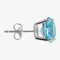 Sparkle Allure Blue Cubic Zirconia 9mm Round Stud Earrings