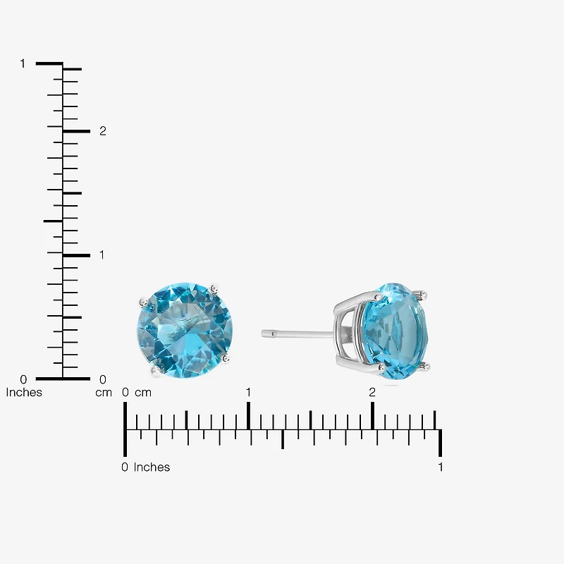 Sparkle Allure Blue Cubic Zirconia 9mm Round Stud Earrings