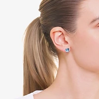 Sparkle Allure Blue Cubic Zirconia 9mm Round Stud Earrings