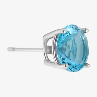Sparkle Allure Blue Cubic Zirconia 9mm Round Stud Earrings